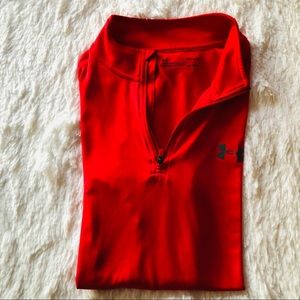 RED UNDER ARMOUR HEATGEAR LONG SLEEVE SHIRT